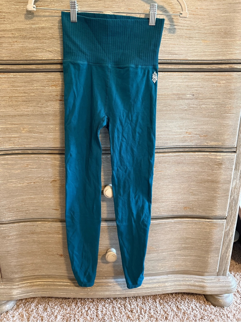 FP Movement by Free People Teal High-Waist Ribbed Leggings